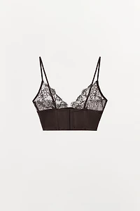 SATIN EFFECT LACE COMBINATION BRALETTE