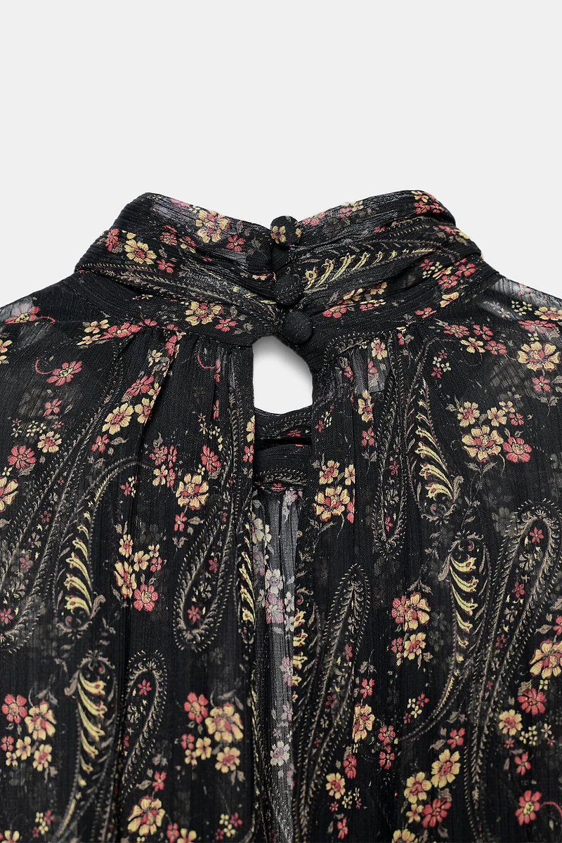 ROBE GAZE DE COTTON À IMPRIMÉ FLEURS