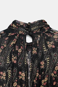 ROBE GAZE DE COTTON À IMPRIMÉ FLEURS