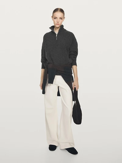 Pull col montant fermeture Éclair 100 % cachemire