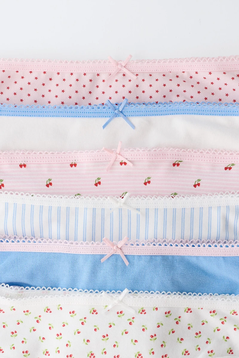 6-14 YEARS / SIX-PACK OF STRIPED AND CHERRY UNDERWEAR
