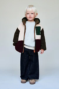COLOR BLOCK FLEECE JACKET WITH POLAR LINING