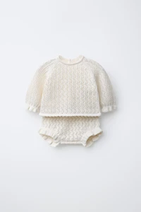 TEXTURED JUMPER AND BOTTOMS SET WITH COTTON MULBERRY SILK