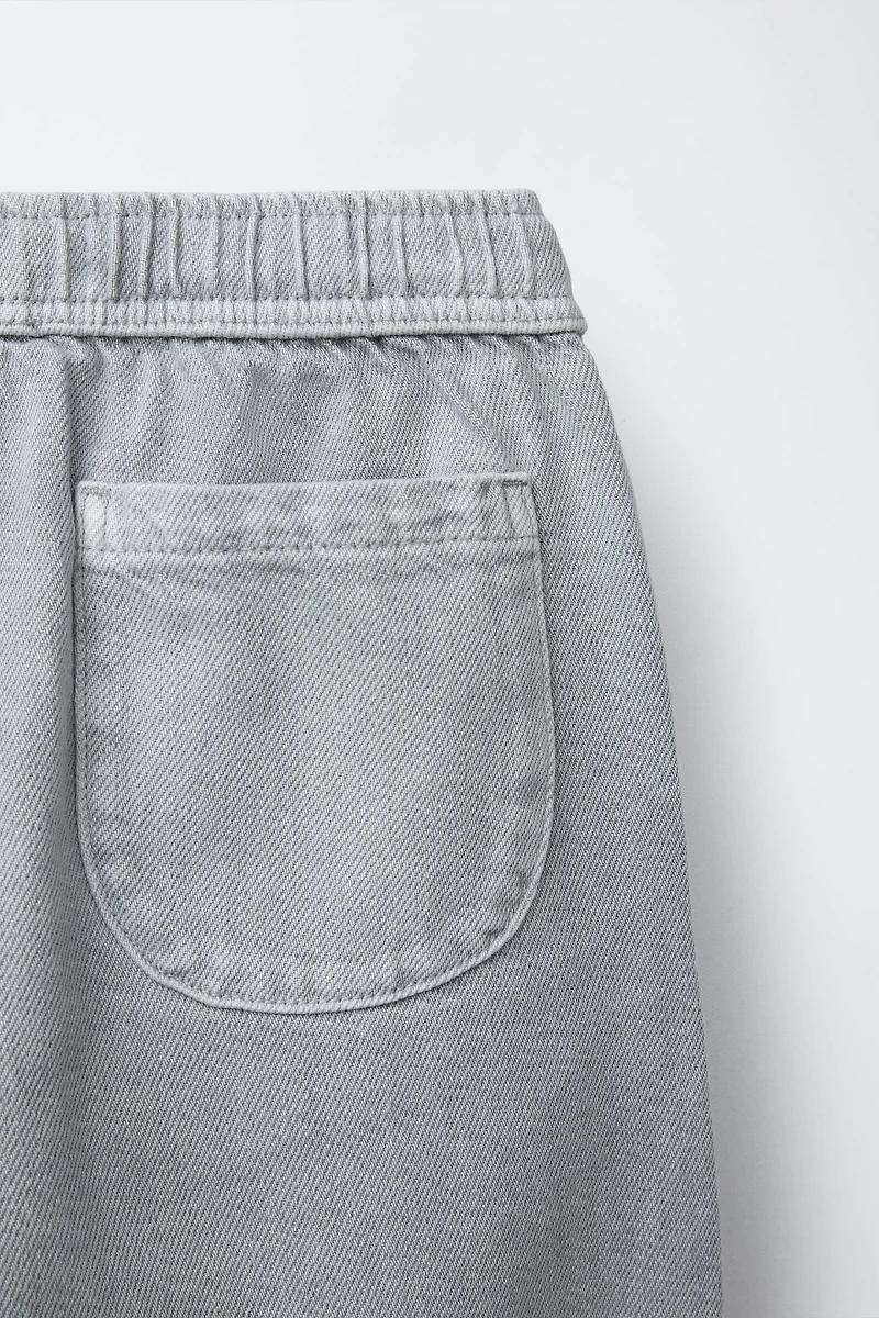 WASHED EFFECT TWILL BALLOON PANTS