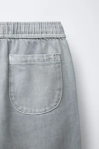 WASHED EFFECT TWILL BALLOON PANTS