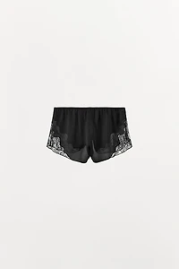 SATIN EFFECT LACE PAJAMA SHORTS