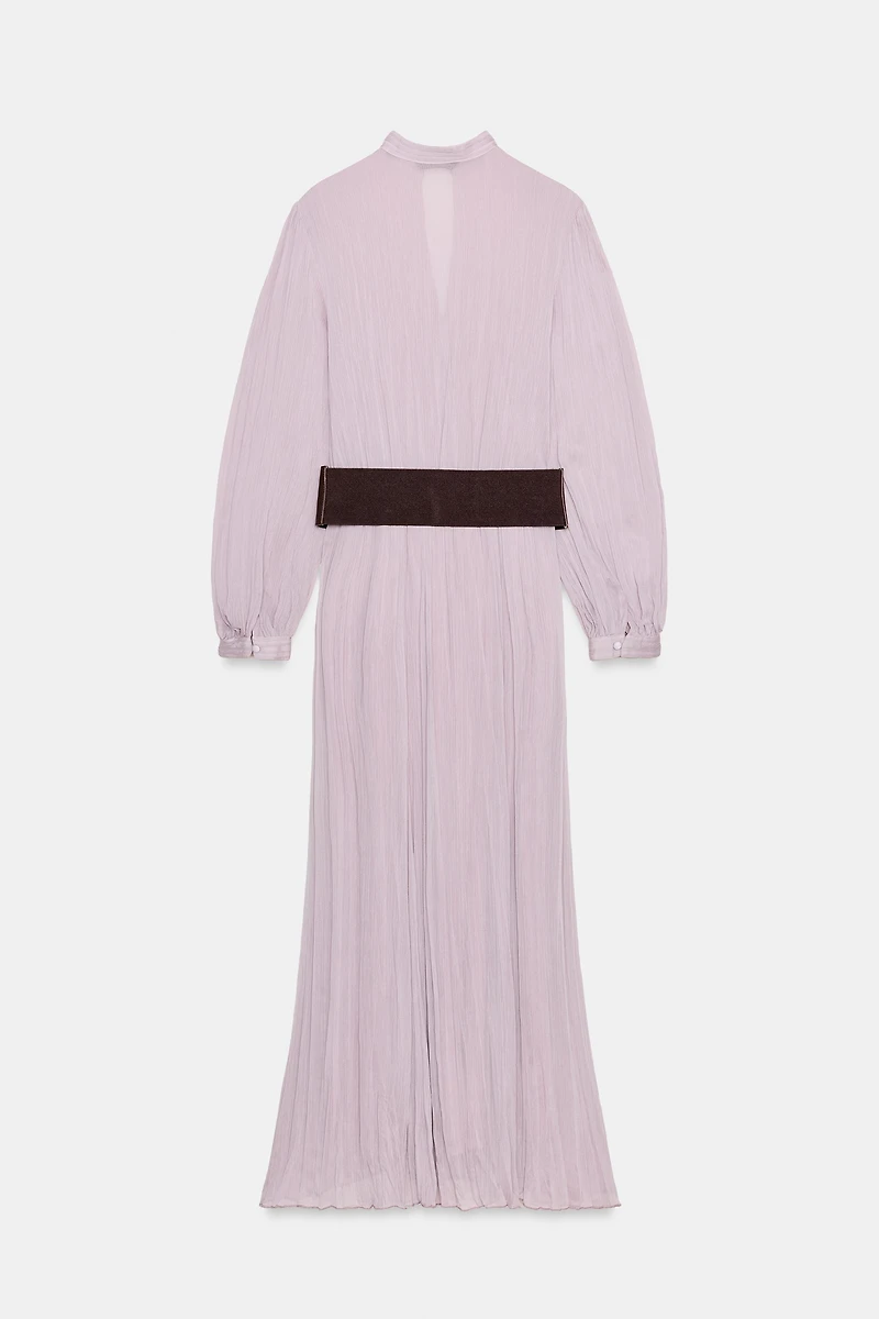 BELTED COMBINATION MIDI DRESS