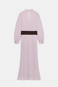 BELTED COMBINATION MIDI DRESS
