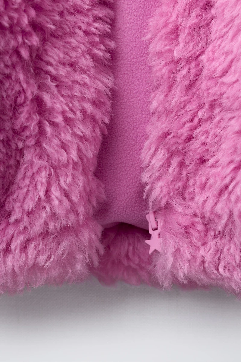 FAUX FUR JACKET WITH HOODIE