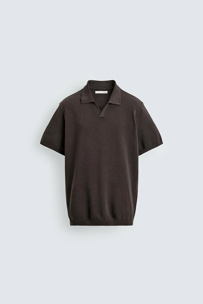 KNIT TEXTURED POLO SHIRT