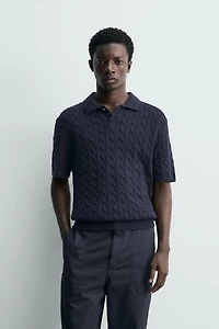 BRAIDED TEXTURED KNIT POLO