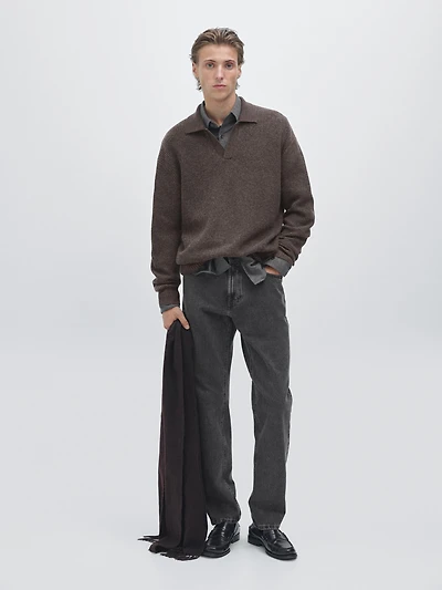 Pull polo en maille à col V