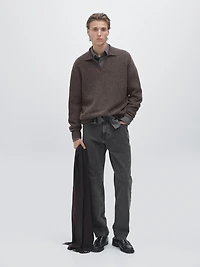 Pull polo en maille à col V