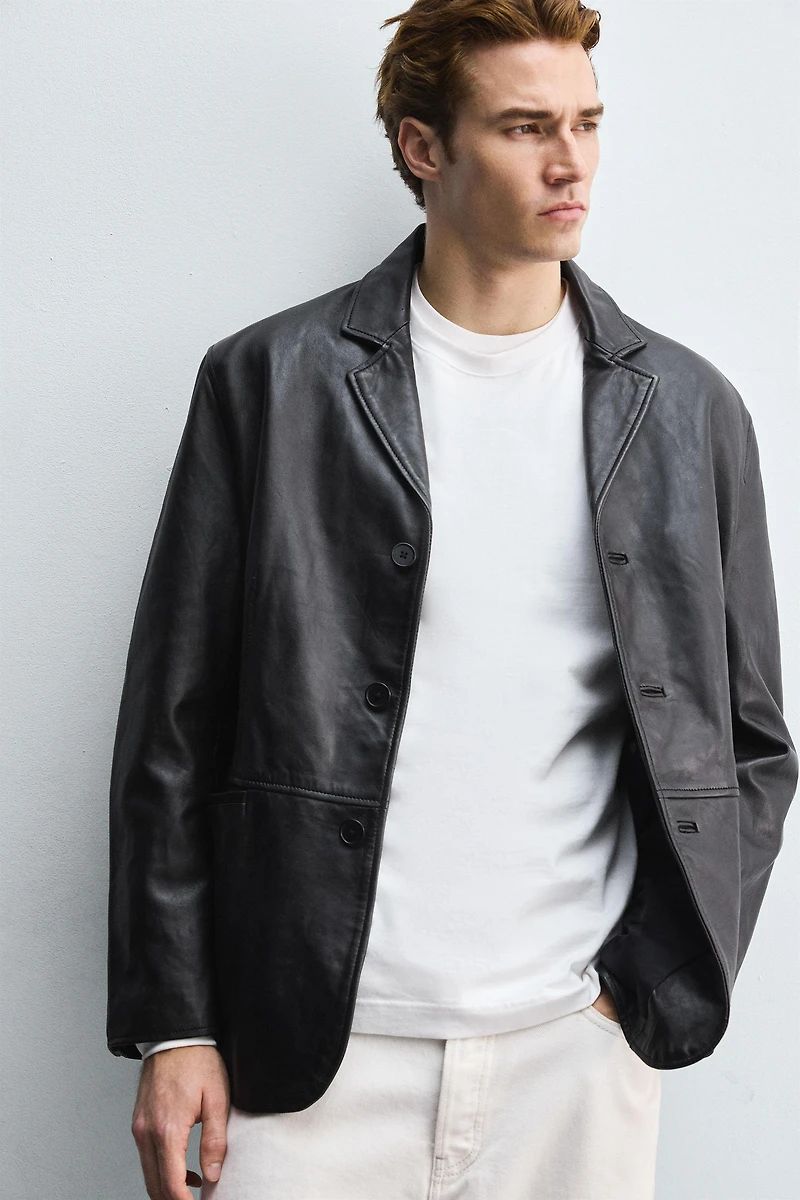 LEATHER BLAZER