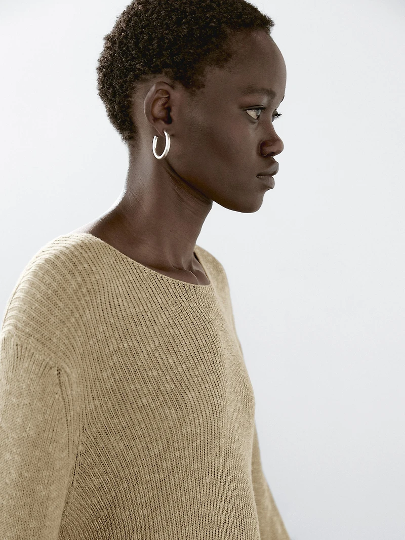 Cotton blend knit sweater