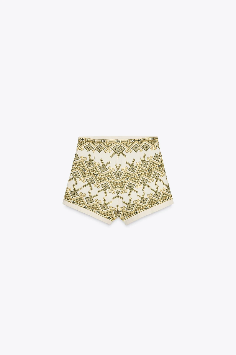EMBROIDERED MIRROR SHORTS