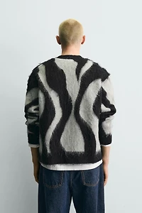 BRUSHED JACQUARD CARDIGAN