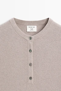 STUDIO Cotton Blend Button-Front Knit Sweater