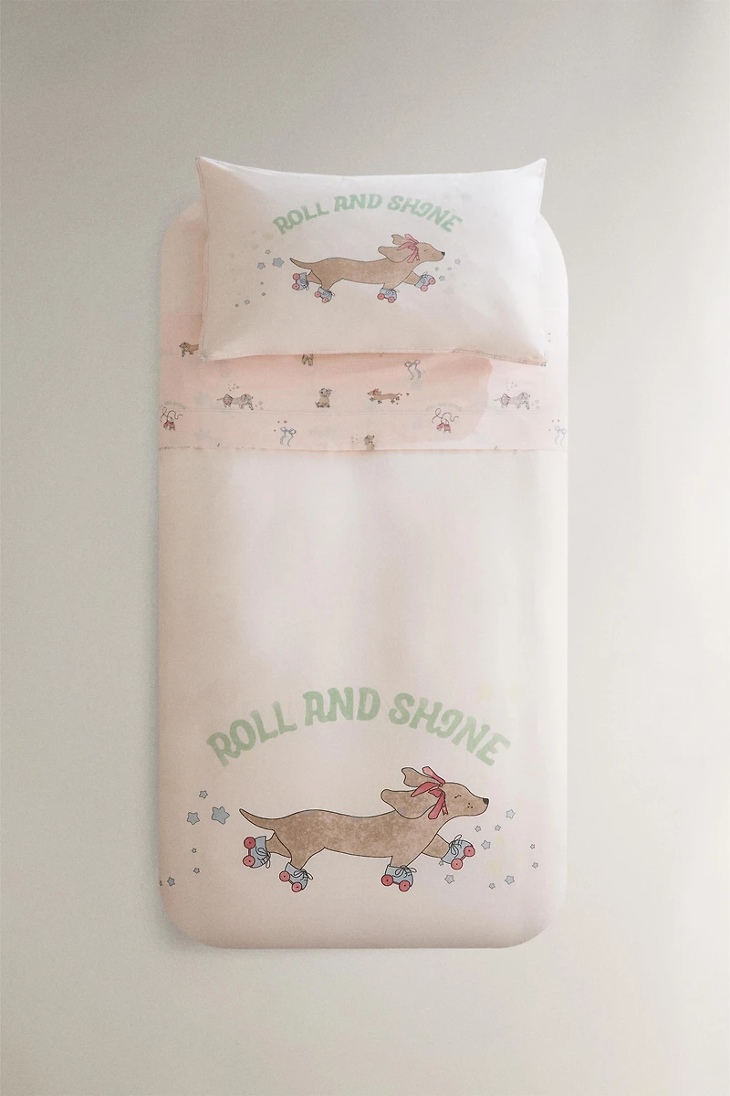 HOUSSE DE COUETTE ENFANT CHIEN PATINEUR