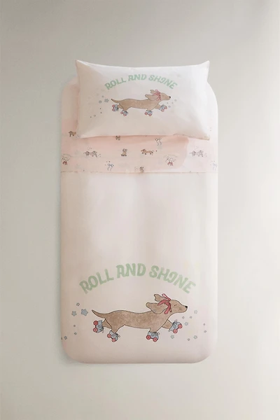 HOUSSE DE COUETTE ENFANT CHIEN PATINEUR