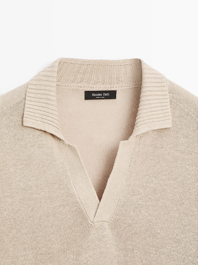 Knit V-neck polo shirt