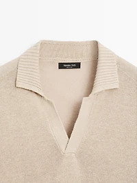 Knit V-neck polo shirt