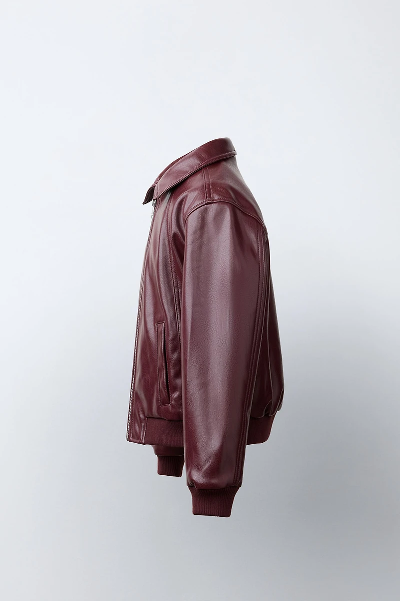 FAUX LEATHER BOMBER JACKET