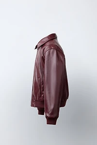 FAUX LEATHER BOMBER JACKET