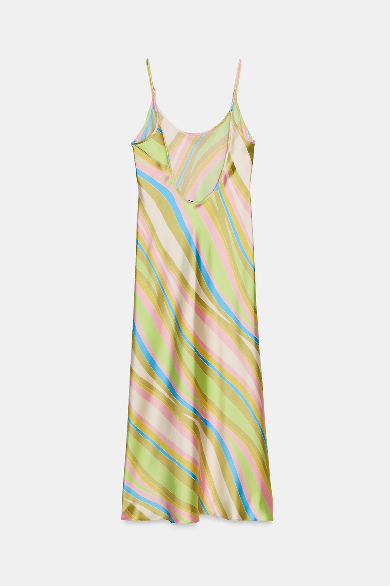 PRINTED SATIN EFFECT MIDI DRESS