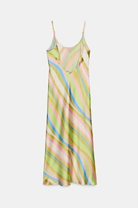 PRINTED SATIN EFFECT MIDI DRESS