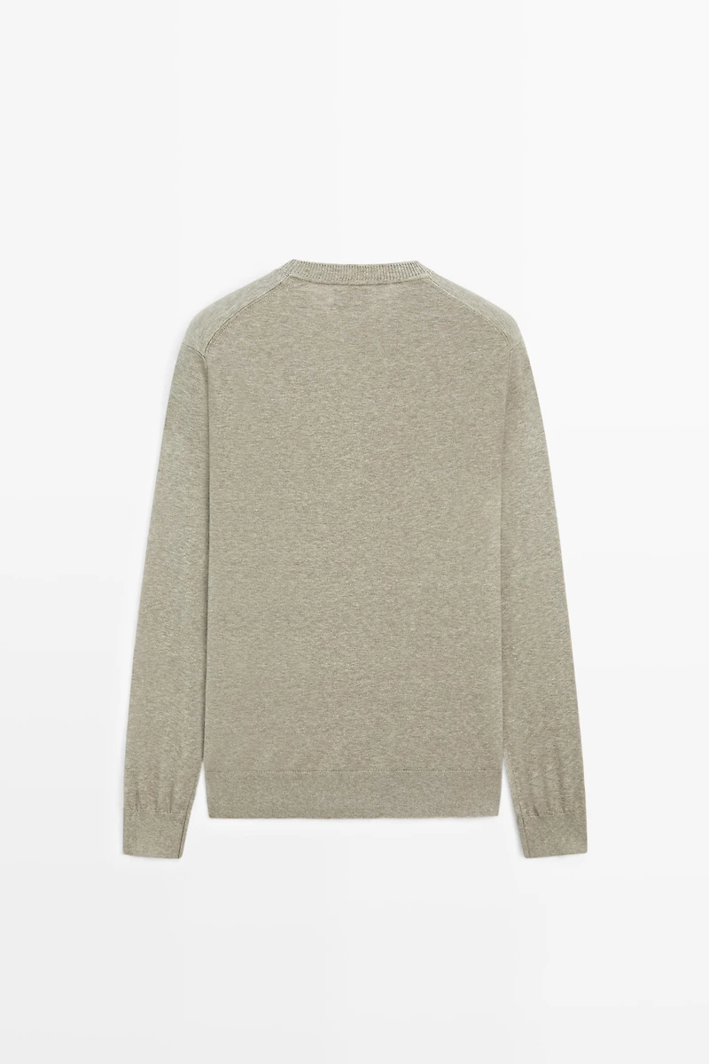 Knit 100% cotton crew neck sweater