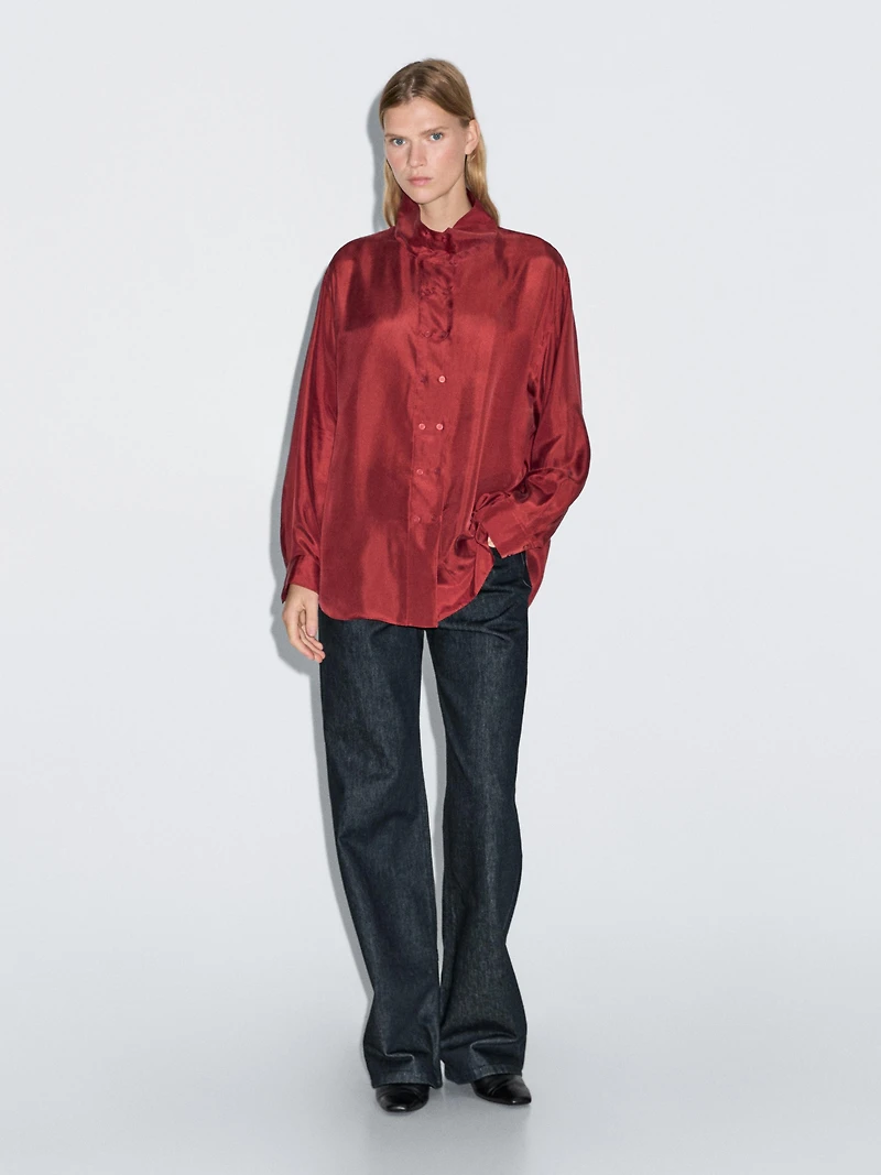 100% silk shirt with button details
