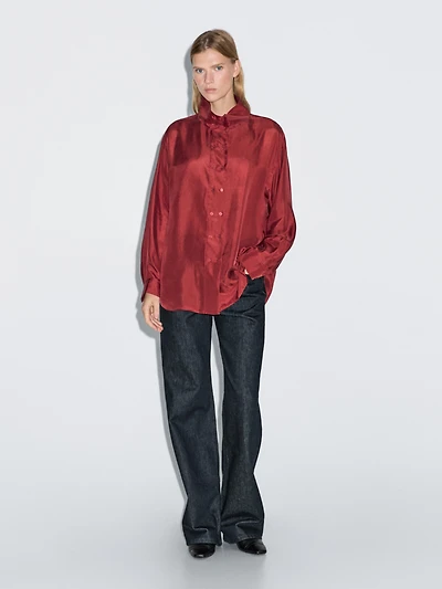 100% silk shirt with button details