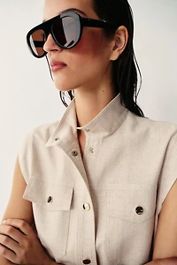 LINEN BLEND POCKET VEST