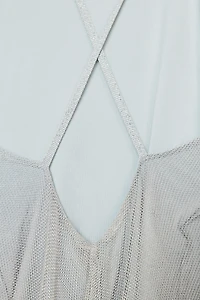 METALLIC THREAD MIDI DRESS