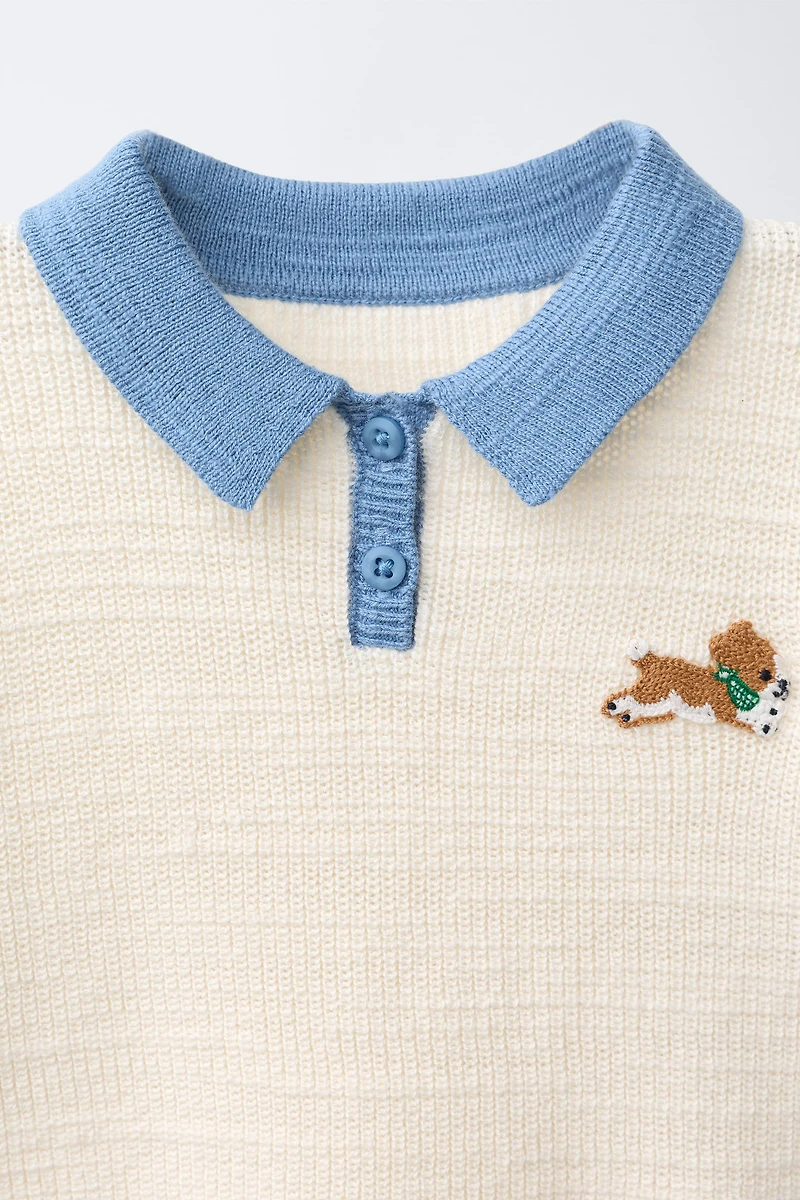 POLO EN MAILLE CHIEN BRODÉ