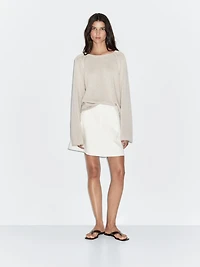 Short denim skirt with seam details