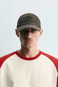 WASHED EMBROIDERED TEXT CAP