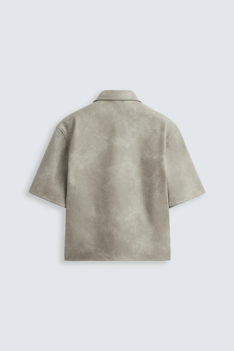 FAUX LEATHER OVERSHIRT