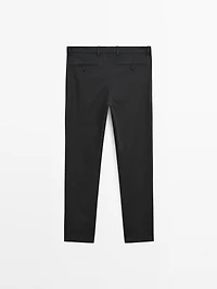 Cotton blend slim fit trousers