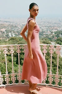 LINEN MIDI DRESS