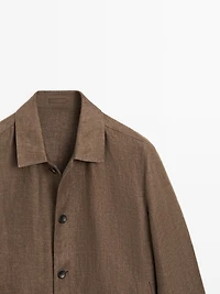 Total look linen jacket with herringbone detail