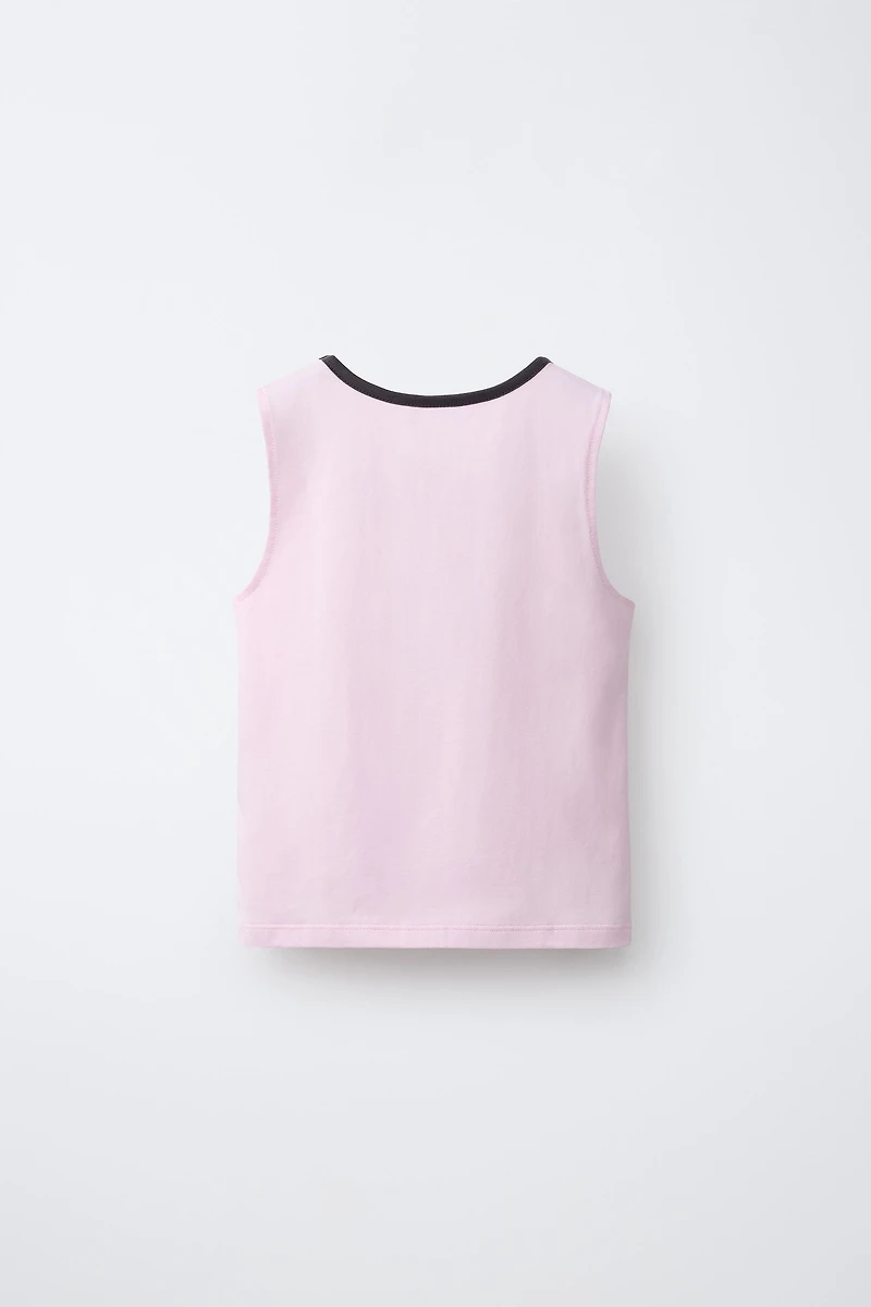 CONTRAST TRIM TEXT T-SHIRT