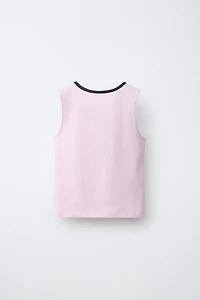 CONTRAST TRIM TEXT T-SHIRT