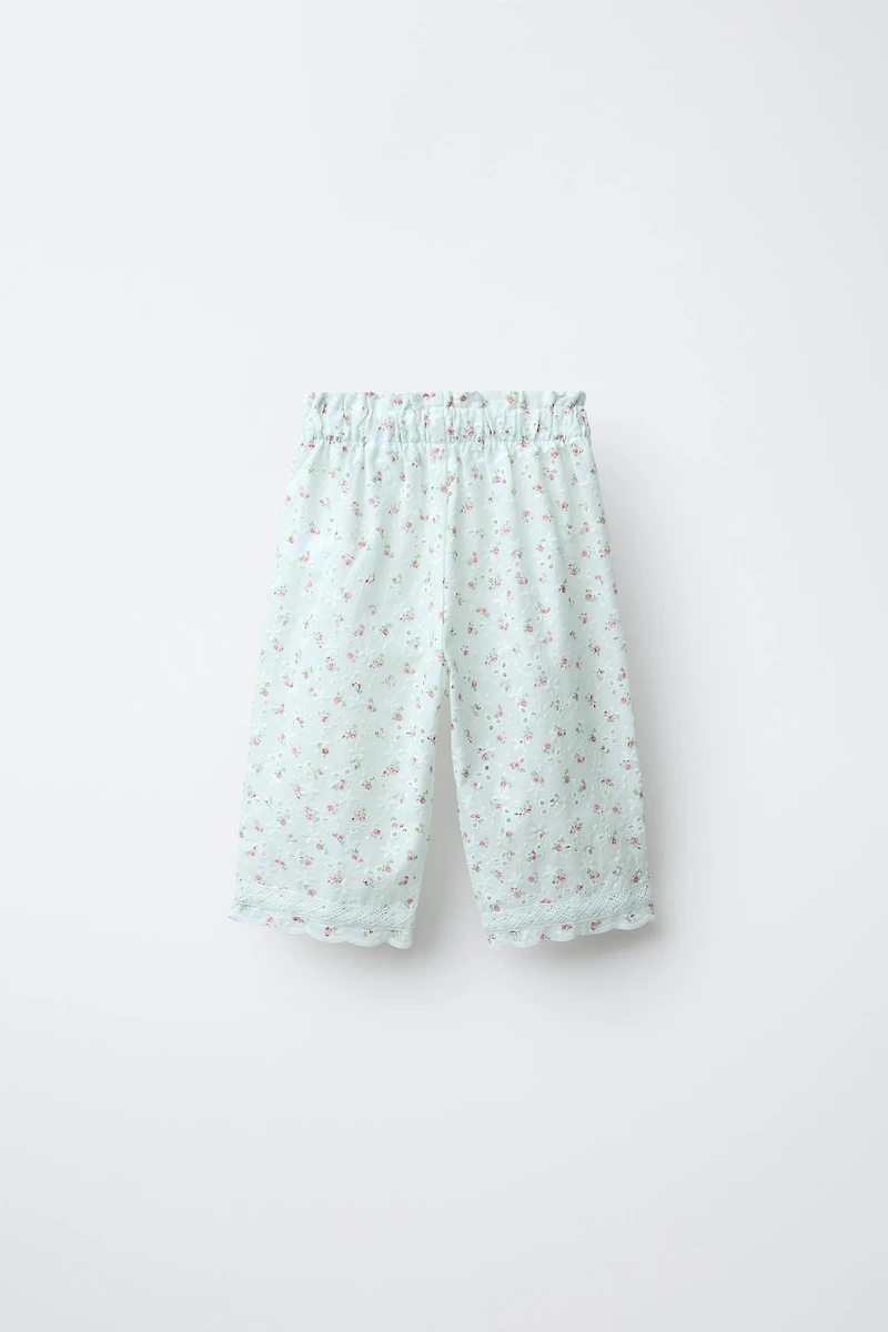 EMBROIDERED SWISS FLORAL PRINT CULOTTES