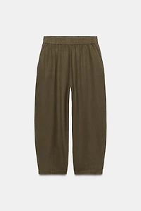 LINEN BARREL PANTS