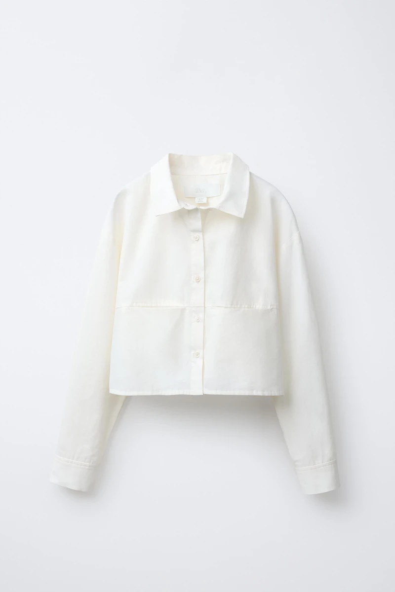 CROPPED SHIRT WITH DETACHABLE SCARF