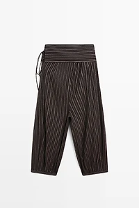Striped sarouel trousers with cummerbund detail