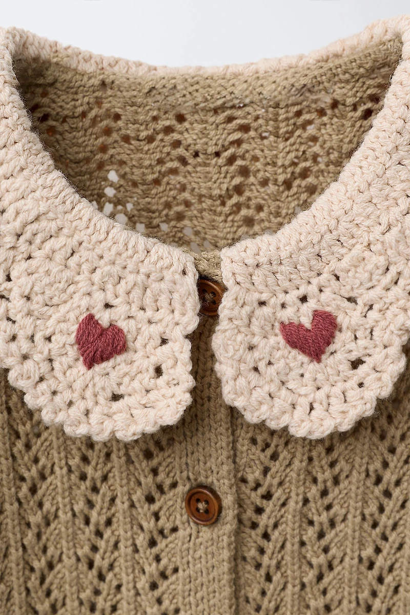 GILET EN MAILLE COL CROCHET