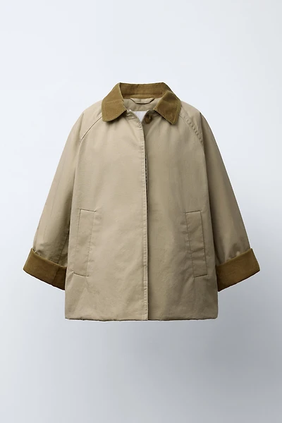 CORDUROY COLLAR TRENCH COAT
